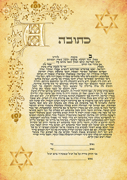 מילוי פרטי כתובה — שמות, יחוסים, תאריך ועדים